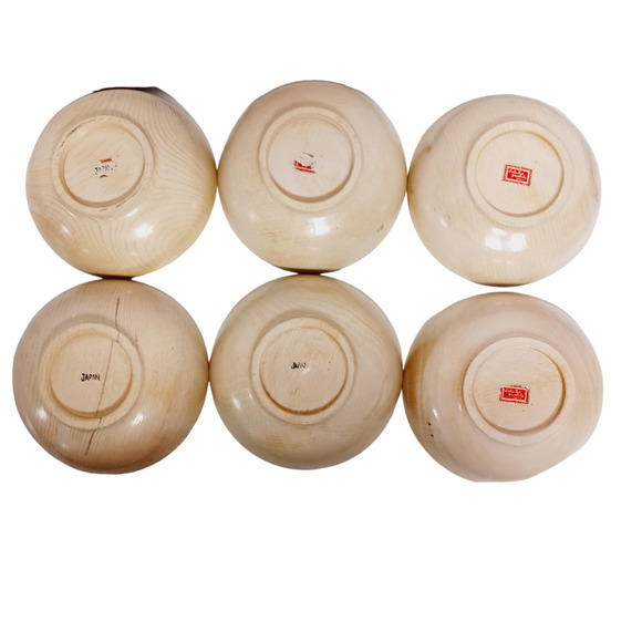 7 PC Wooden Salad Bowl Set Distressed Rustic Retro Wood Handmade Japan Vintage - Picture 13 of 16